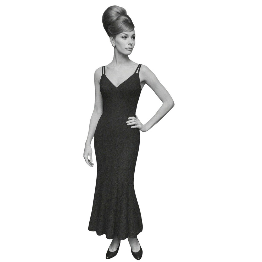 Lillie Rubin 70's Union Label‎ Black Lace Wiggle Maxi Dress